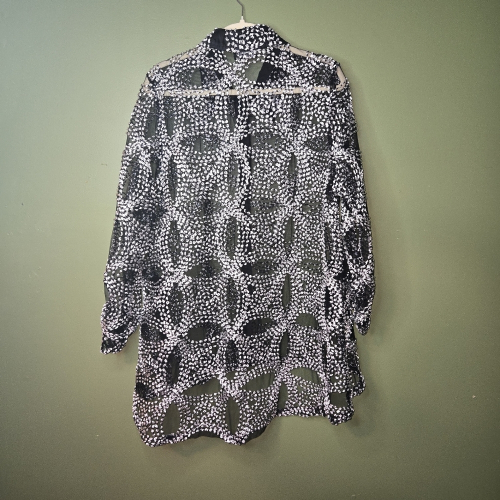 Vintage Berek Black & Silver Button Down Cartigan Size 2XL - Picture 5 of 5
